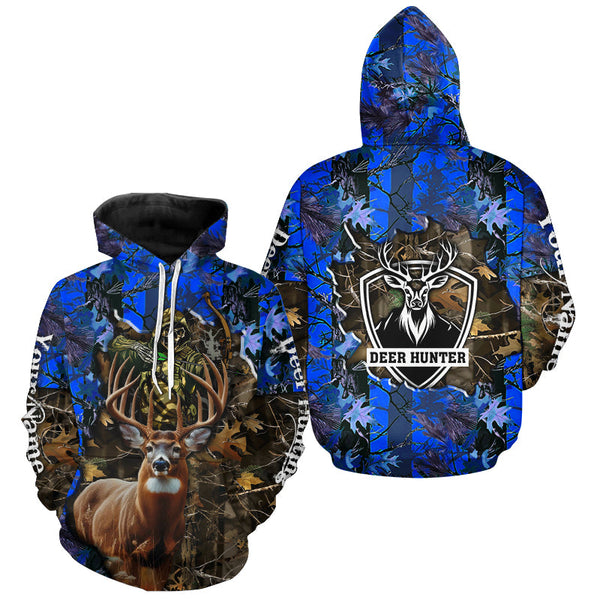 Maxcorners Deer Hunting big game blue camo Grim Reaper Custom Name 3D All over print shirts gifts for Hunters LM2608