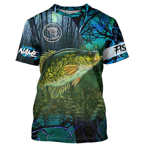 Maxcorners Crappie Fishing Blue Camo Fishing 3d Shirts Customize Name