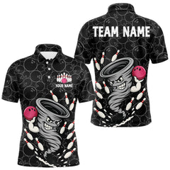 Maxcorners Funny storm tornado Black Camo Bowling Polo, 1/4 Zip Shirts For men Custom Bowling Team Jerseys