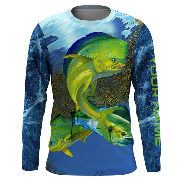 Maxcorners Customized Name Mahi - Mahi Fishing Blue Fishing 3D Shirts