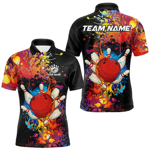 Maxcorners Colorful bowling jerseys Bowling Polo, 1/4 Zip Shirt for Men Custom Bowling Team shirts for bowlers MT0708