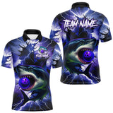 Maxcorners Purple Lightning thunder Shark Bowling Shirts for Men Custom Team Shark Bowling League Jersey LM1008