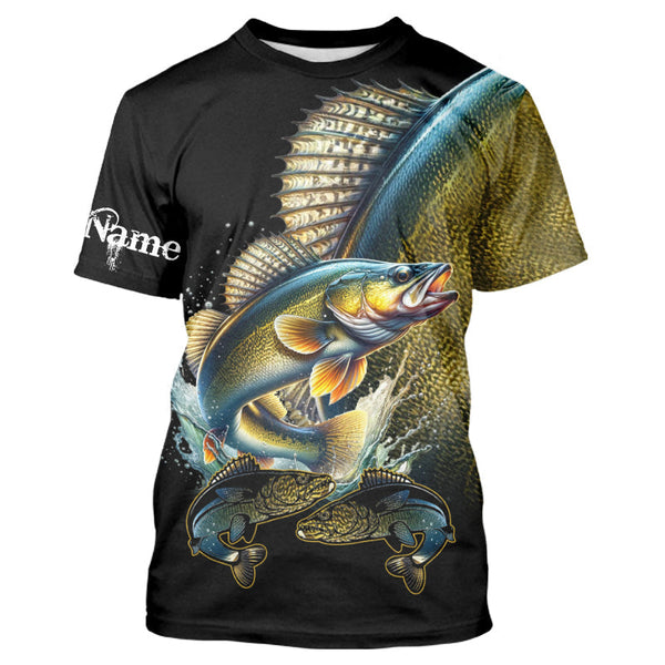 Maxcorners Walleye fishing yellow scales Custom walleye fishing shirts tournament fishing jerseys LM0611