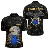 Maxcorners Black And Yellow Stars Pattern Eagle Bowling Shirts For Men Custom Name Eagle Bowling Team Jersey