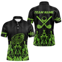 Maxcorners Black And Green Camo Golf Polo Shirts For Men Custom Team Golf Outfit Men, Personalized Golf Gifts LM103