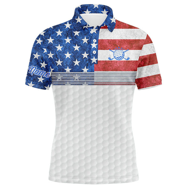 Maxcorner Customized Name American Flag White Golf 3D Polo Shirt