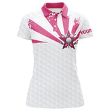 Maxcorners Golf White And Pink Ball Skin Customized Name 3D Polo Shirt