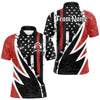 Maxcorners Red, White and Black American Flag Bowling Shirts for Men Custom Patriotic Team Bowling Jersey LM1008