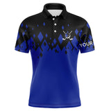 Maxcorners Black and Blue pattern Mens Golf Polo Shirts custom golf attire for men, unique golf gifts