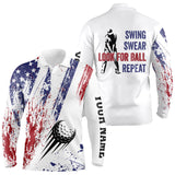 Maxcorners American flag patriotic Mens golf polo shirts custom swing swear look for ball repeat mens golf top