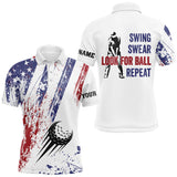 Maxcorners American flag patriotic Mens golf polo shirts custom swing swear look for ball repeat mens golf top