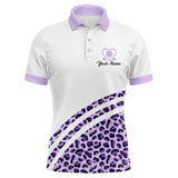 Maxcorners Purple leopard white Mens golf polo shirts custom name golf tops for mens, unique golf gifts