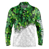 Maxcorners Bowling Shirts For Men Custom Green Clover White Bowling Camo St Patrick Day Bowling Attire For Mens