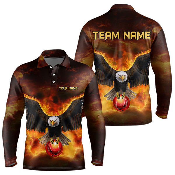 Maxcorners Personalized Flame Eagle Custom Bowling Team Shirts For Mens And Women, Fire Eagle Bowling League Jersey