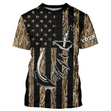 Maxcorners Personalized American Flag Camo Fishing Jerseys, Fish hook camo patriotic Long Sleeve Fishing Shirts MT2108