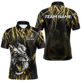 Maxcorners Black and Yellow Lightning Thunder Lion Bowling Shirt For Men Custom Lion Bowling Team Jerseys MT0811