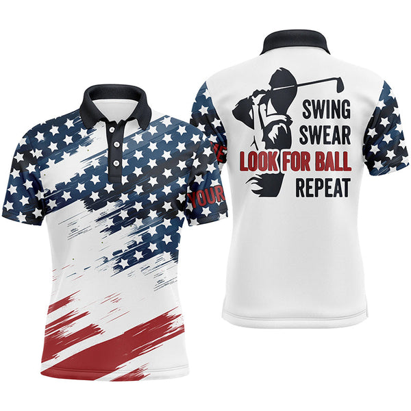 Maxcorner Customized Name American Flag Golf 3D Polo Shirt