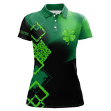 Maxcorners Mens golf polo shirt custom name green clover St Patrick day golf shirts, golfing gifts | Black