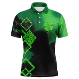 Maxcorners Mens golf polo shirt custom name green clover St Patrick day golf shirts, golfing gifts | Black