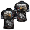 Maxcorners Personalized Eagle American Flag Dart Polo, Quarter Zip Shirt For Men Custom Patriotic Darts Jersey