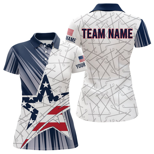 Maxcorners Personalized Red, White and Blue American Flag Star Golf Camo polo shirts for men, unique golf gifts
