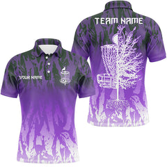 Maxcorners Disc golf basket purple camo Men disc golf polo shirts custom disc golf jerseys team shirts for men MT0510