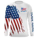 Maxcorners American Flag Fishing patriotic Custom name UV protection long sleeve fishing Shirts for men, women MT2108