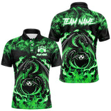 Maxcorners Black and Green Flame Dragon bowling shirts for Men Custom Bowling Team Jersey, gift for Bowler LM0210