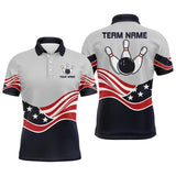 Maxcorners Patriotic Bowling Grey Customized Name And Team Name 3D Shirt