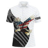 Maxcorners Black and White American Flag Eagle Men golf polo shirts custom Patriotic golf shirts for men