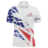 Maxcorner Customized Name American Flag White Golf Addicted 3D Polo Shirt