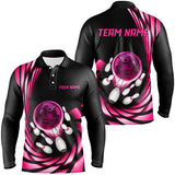 Maxcorners Bowling Polo, Quarter zip Shirt custom bowling team jerseys, bowling league shirts | Pink