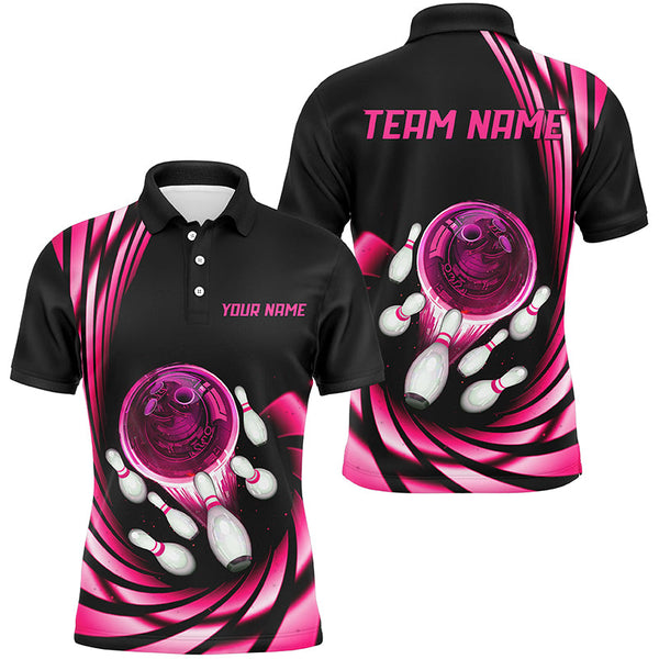 Maxcorners Bowling Polo, Quarter zip Shirt custom bowling team jerseys, bowling league shirts | Pink