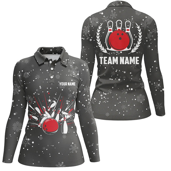 Maxcorners Christmas Retro Bowling Personalized All Over Printed Shirt For Women