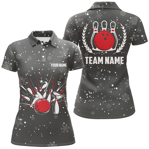 Maxcorners Christmas Retro Bowling Personalized All Over Printed Shirt For Women