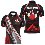 Maxcorners Black And Red  Bowling Jersey Customized Name, Team Name 3D Shirt