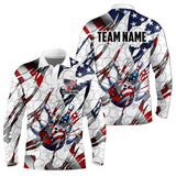 Maxcorners American Flag White Bowling Camo Mens And Women Bowling Shirts Custom Patriotic Bowling Team League Jerseys
