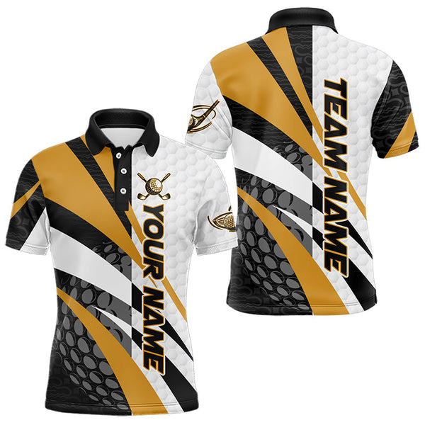 Maxcorners Black and White Men golf polo shirts Customize name golf attire for team | Yellow