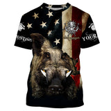Maxcorners Boar hunting camo American flag patriotic Customize Name 3D All Over Printed Shirts LM2608