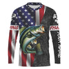 Maxcorners Personalized Bass Fishing Jerseys, Custom American flag Bass fishing Long sleeve, Long Sleeve Hooded LM0501