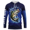 Maxcorners Largemouth Bass Fishing Blue lightning UV protection custom long sleeves fishing shirt for men LM0201