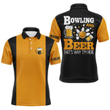 Maxcorners Bowling Black And Yellow Retro Beer That'S Why I'M Here Customized Name 3D Polo Shirt