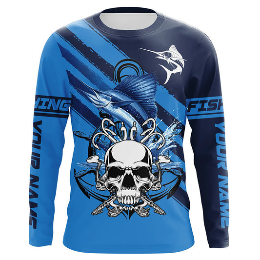 Maxcorners Personalized Sailfish Fish reaper Saltwater blue sea UV Long Sleeve Performance Fishing Shirts MT2108