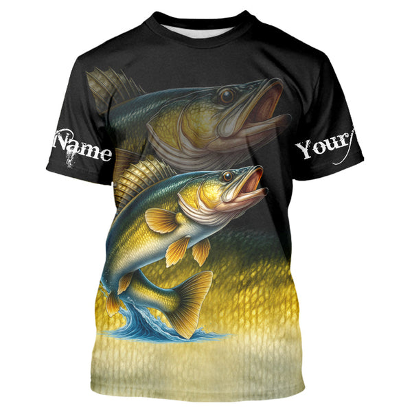 Maxcorners Walleye fishing scales Custom name sun protection personalized fishing gifts, Walleye fishing jerseys LM0409