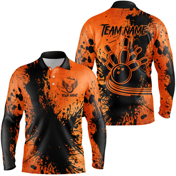 Maxcorners Black And Orange Bowling Jersey Customized Name 3D Shirt