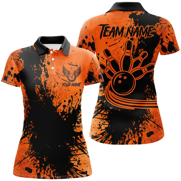 Maxcorners Black And Orange Bowling Jersey Customized Name 3D Shirt