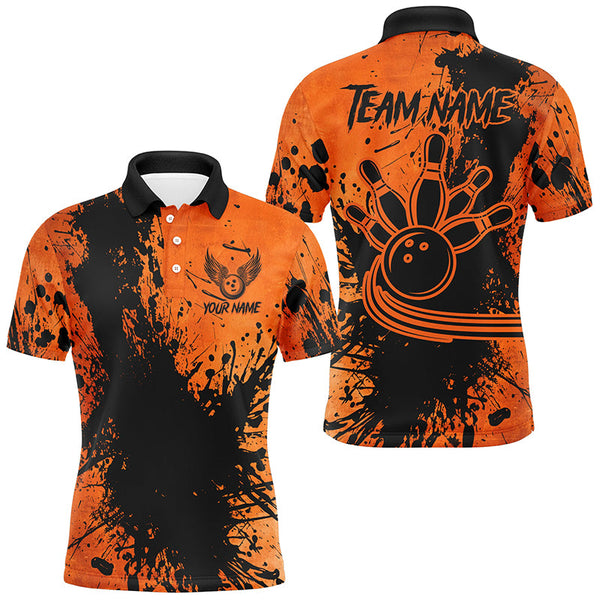 Maxcorners Black And Orange Bowling Jersey Customized Name 3D Shirt