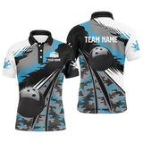 Maxcorners Black Ball Blue Camo Bowling Customized Name And Team Name 3D Shirt