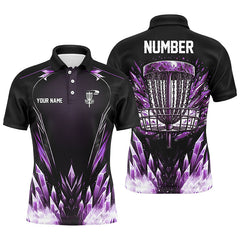 Maxcorners Icy Purple Mens Disc golf polo shirts custom black disc golf basket jerseys, disc golf shirts MT0510