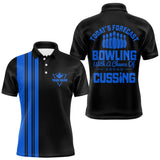 Maxcorners Black and Blue retro Bowling shirts for men custom Today's forecast bowling with a chance of cussing MT1408